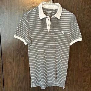 Express polo, men’s small, gray with white strips